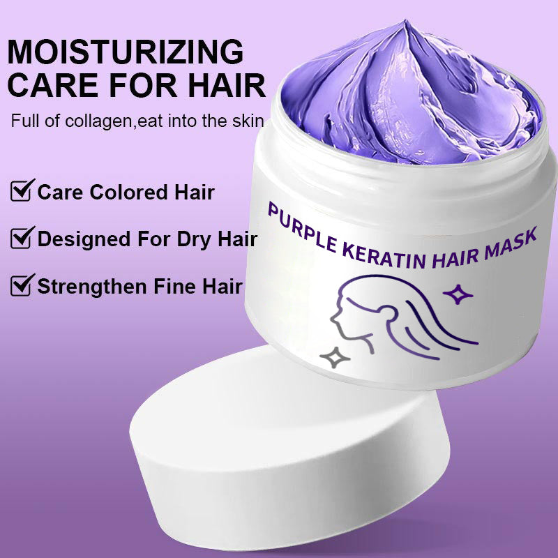 💜ACQUISTA 3 E RICEVI 2 GRATIS✨Maschera per capelli alla cheratina viola - Riparazione intensa per capelli ricci o colorati, ripristina la lucentezza & Morbidezza in 3 minuti🌿🧴