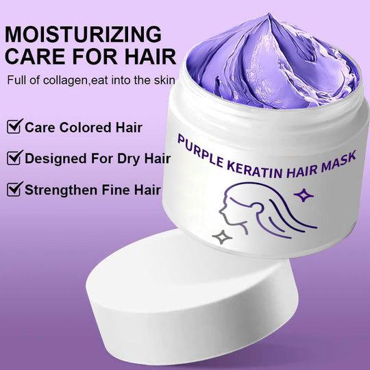 💜ACQUISTA 3 E RICEVI 2 GRATIS✨Maschera per capelli alla cheratina viola - Riparazione intensa per capelli ricci o colorati, ripristina la lucentezza & Morbidezza in 3 minuti🌿🧴
