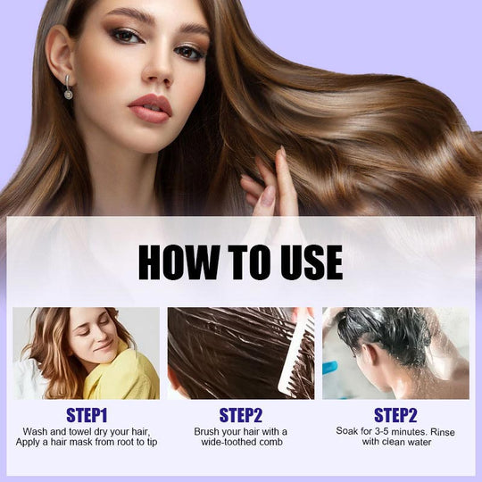 💜ACQUISTA 3 E RICEVI 2 GRATIS✨Maschera per capelli alla cheratina viola - Riparazione intensa per capelli ricci o colorati, ripristina la lucentezza & Morbidezza in 3 minuti🌿🧴