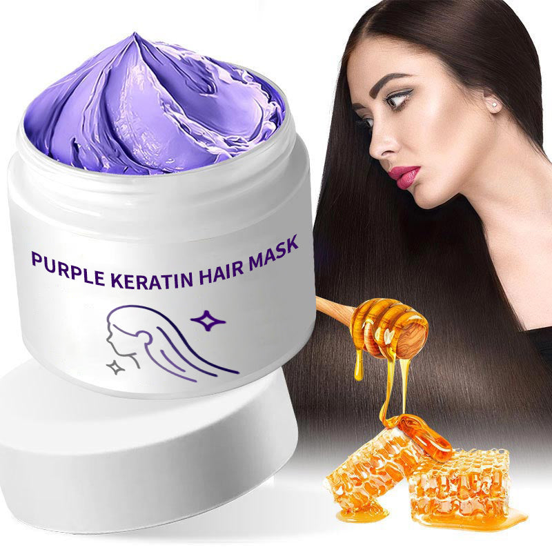 💜ACQUISTA 3 E RICEVI 2 GRATIS✨Maschera per capelli alla cheratina viola - Riparazione intensa per capelli ricci o colorati, ripristina la lucentezza & Morbidezza in 3 minuti🌿🧴