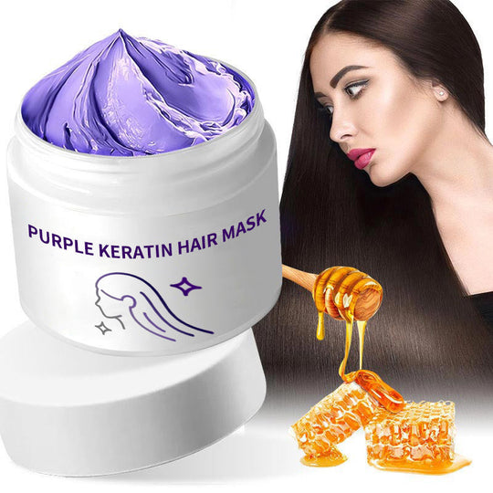 💜ACQUISTA 3 E RICEVI 2 GRATIS✨Maschera per capelli alla cheratina viola - Riparazione intensa per capelli ricci o colorati, ripristina la lucentezza & Morbidezza in 3 minuti🌿🧴