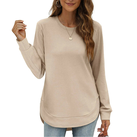 🍂Soldes d'automne : 50 % DE RÉDUCTION🔥Hauts unis à manches longues avec ourlet haut et bas pour femme