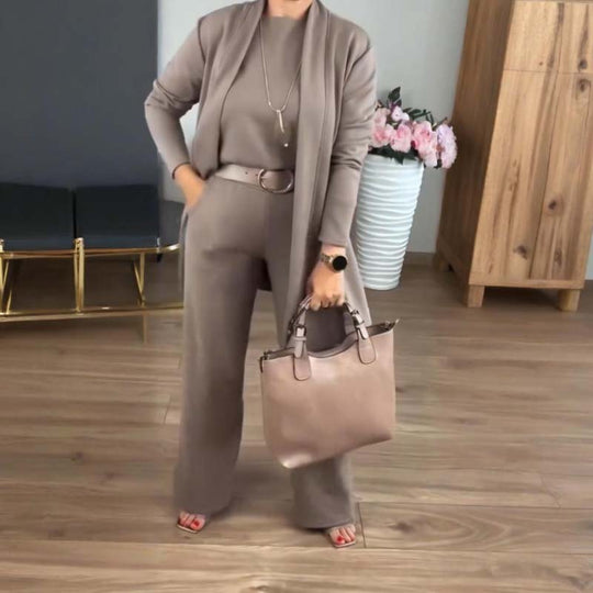 ⏳Time-Limited Special⏰Elegant 3-piece set including long cardigan, top and pants💞