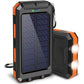 Portable Solar Charger Power Bank with LED Flashlight - Dual USB-A Output, Waterproof Outdoor Design with Compass & Carabiner