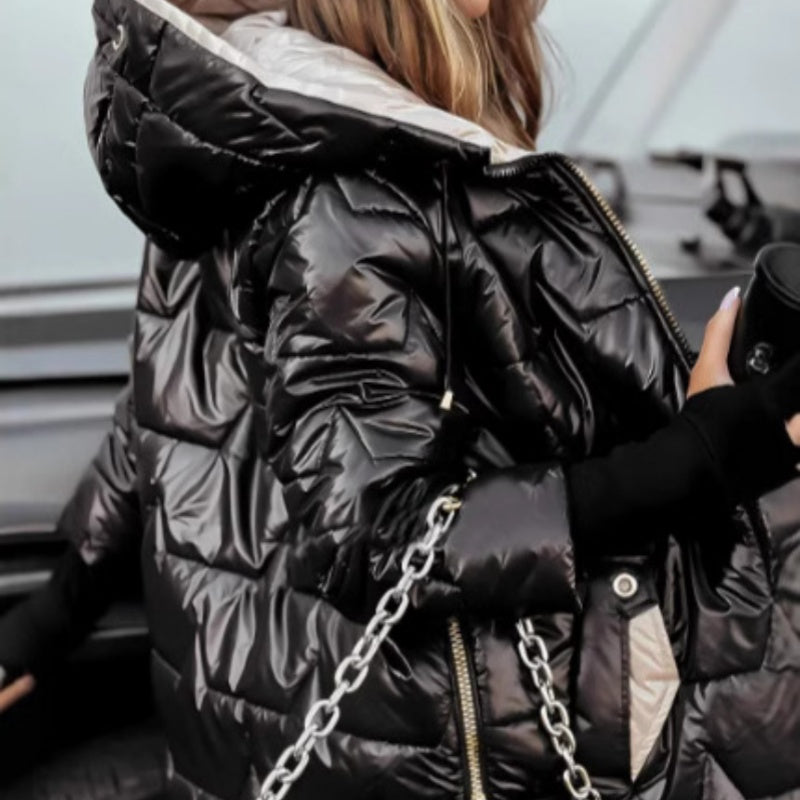 Cappotti di media lunghezza con cappuccio caldi invernali da donna