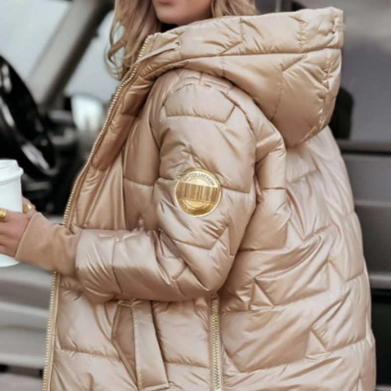 Cappotti di media lunghezza con cappuccio caldi invernali da donna