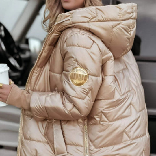 Cappotti di media lunghezza con cappuccio caldi invernali da donna