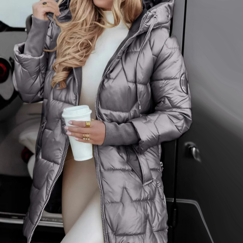 Cappotti di media lunghezza con cappuccio caldi invernali da donna