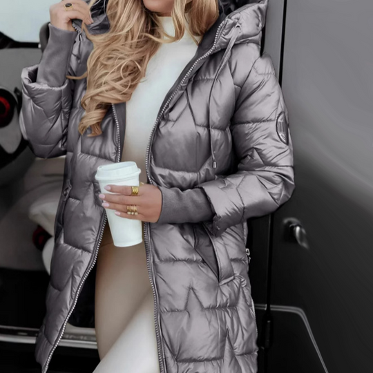 Cappotti di media lunghezza con cappuccio caldi invernali da donna