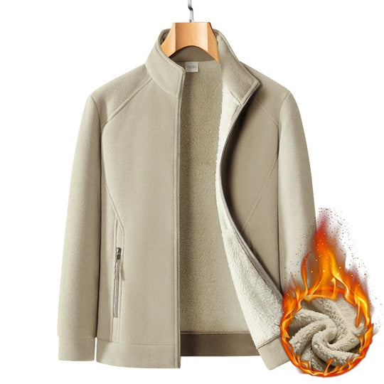 Avslappnad passform för män avslappnad jacka med plyschfoder