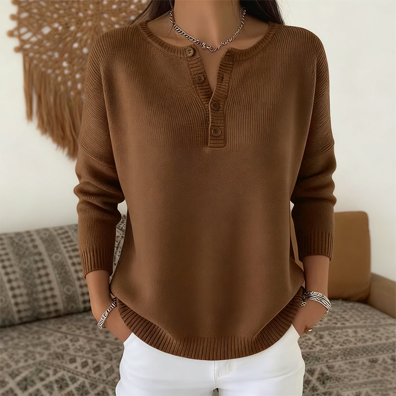 📢📢50 % DE RÉDUCTION !!! ✨Pull en Maille à Col en V avec Boutons pour Femme