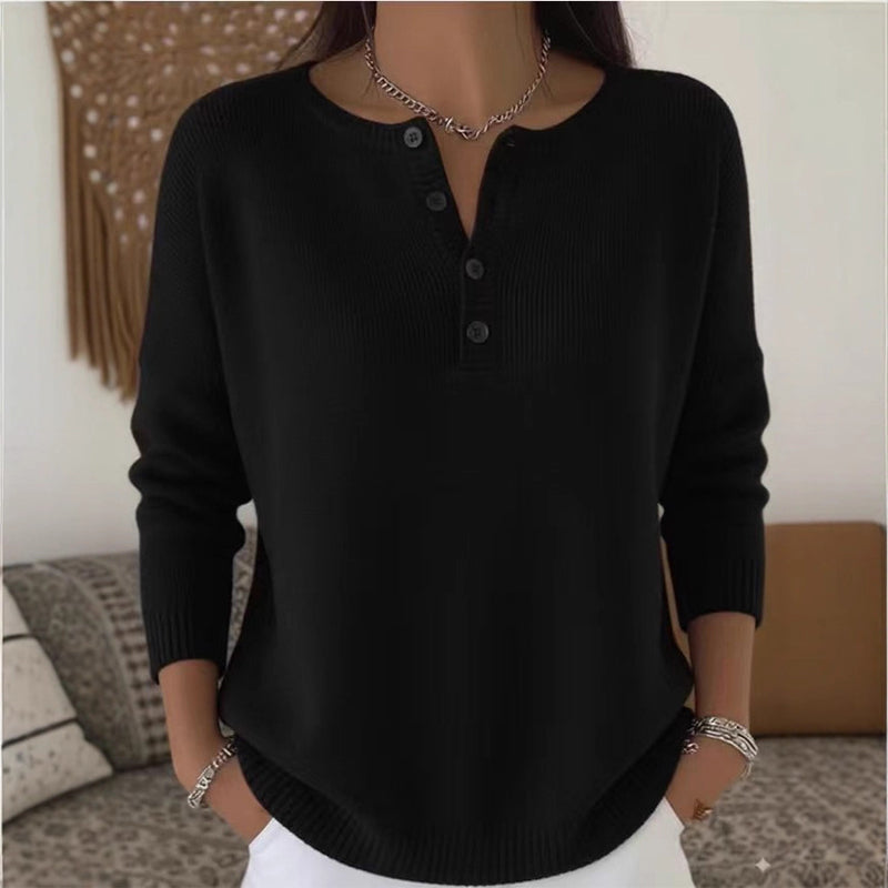📢📢50 % DE RÉDUCTION !!! ✨Pull en Maille à Col en V avec Boutons pour Femme