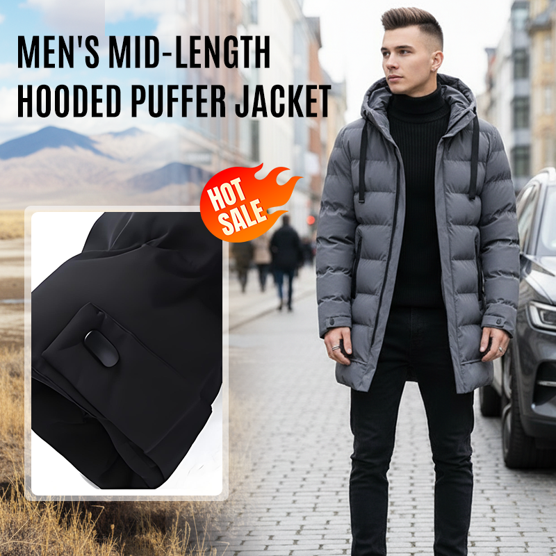 🔈🔈Produits d'hiver utiles - 50 % de réduction ❄️😎Doudoune mi-longue pour homme avec capuche