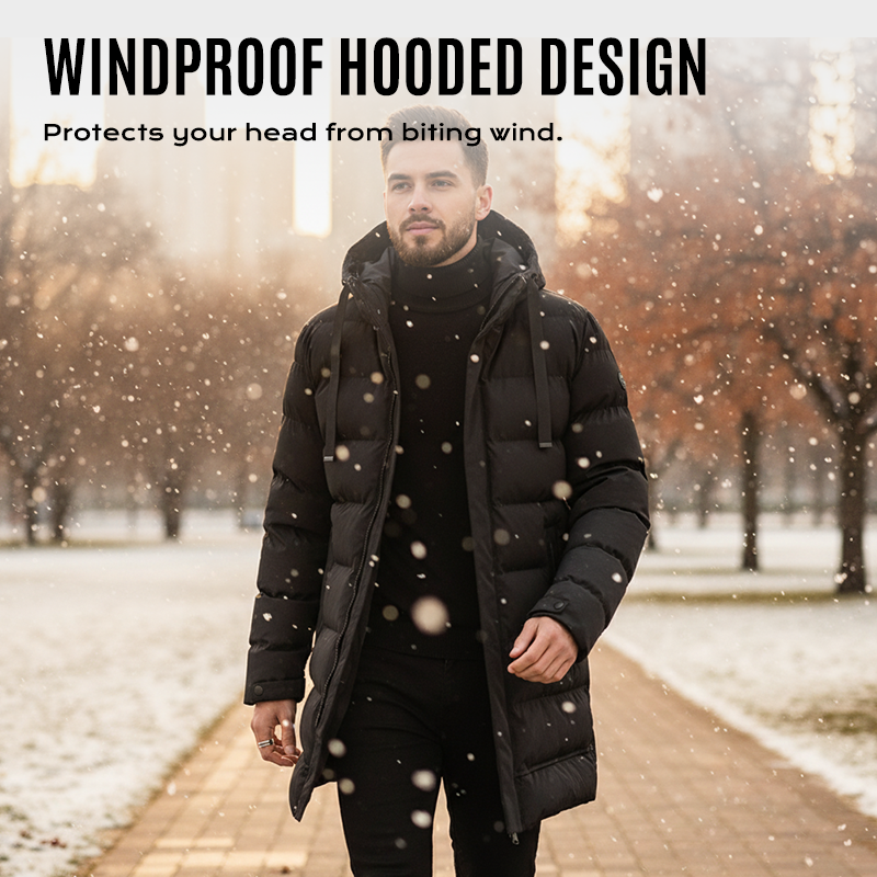 🔈🔈Produits d'hiver utiles - 50 % de réduction ❄️😎Doudoune mi-longue pour homme avec capuche