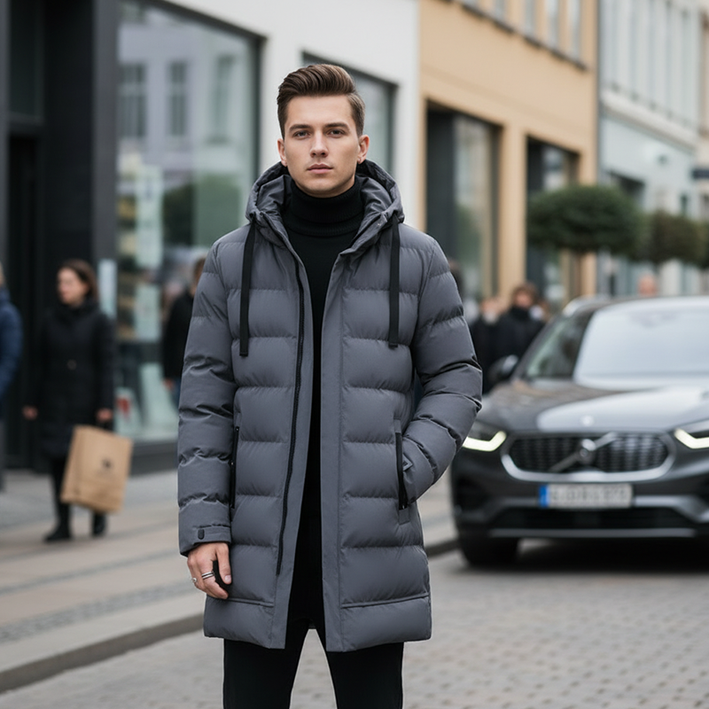 🔈🔈Produits d'hiver utiles - 50 % de réduction ❄️😎Doudoune mi-longue pour homme avec capuche