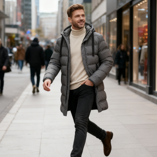 🔈🔈Produits d'hiver utiles - 50 % de réduction ❄️😎Doudoune mi-longue pour homme avec capuche