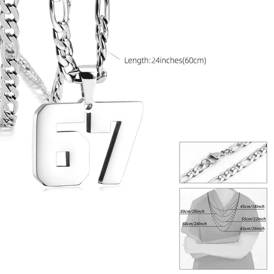 🔥Hot Sale✨ 67 Number Pendant Necklace – Fashion Statement Piece, 925 Sterling Silver & Gift Box 💎🎁