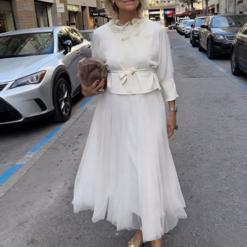📢📢50 % de réduction !! ⏰Ensemble deux pièces composé d'un haut à manches longues en tricot pour femme et d'une robe sans manches