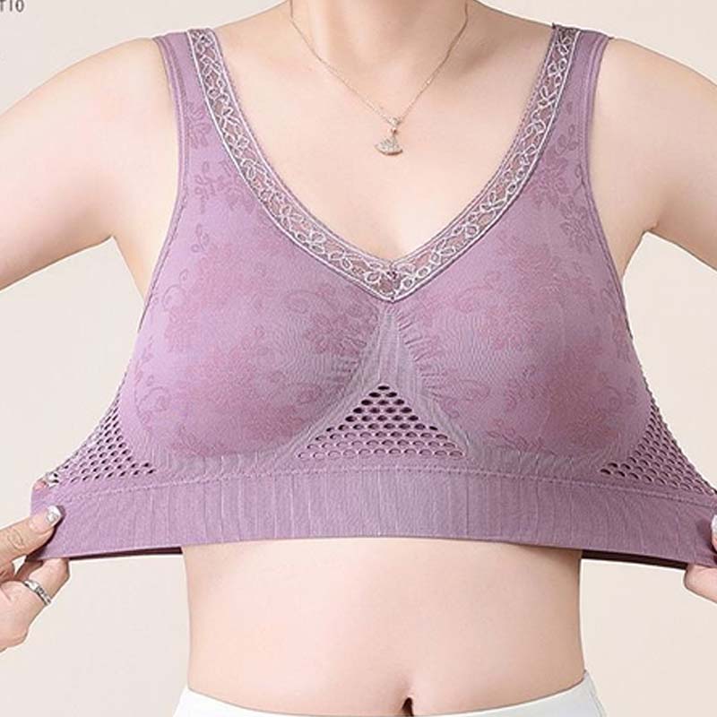 High-Support Wireless Lace Bra for Women