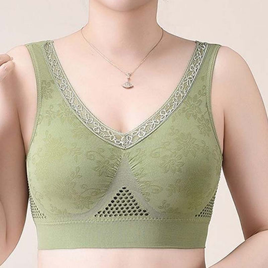 High-Support Wireless Lace Bra for Women
