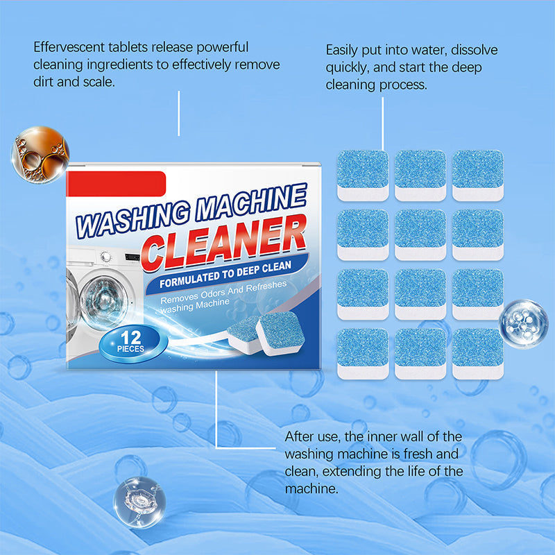 📢📢50%  OFF !! ⏰Powerful Washing Machine Cleaner Tablets - 12 Counts