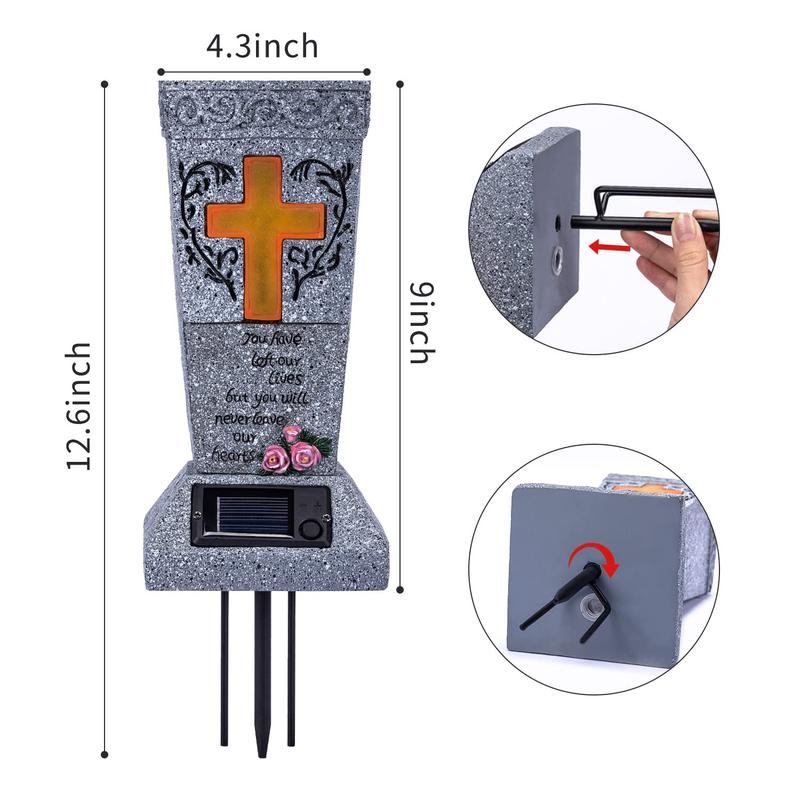 🪔 50% OFF! 💐Solar LED Grave Vase with Ground Spike for Cemetery Headstones – Memorial Flower Holder