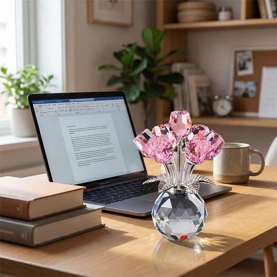💖Valentine's Day Special: 50% OFF🌹Everlasting Crystal Rose Flower Figurine in Vase🌸