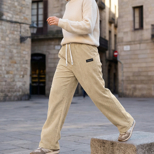 Women's Corduroy Wide-Leg Pants with Drawstring