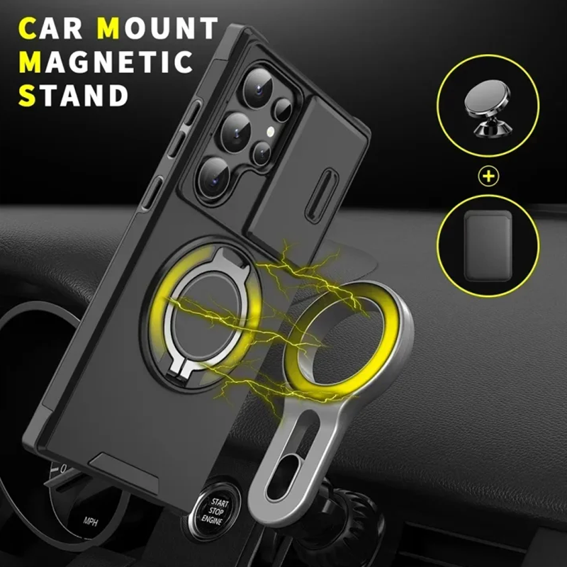 💎 50% OFF! 💎 Magnetic Stand Phone Case for Samsung – Slide Camera Cover, 360° Ring Grip & Kickstand, Full Protection 📱