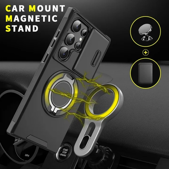 💎 50% OFF! 💎 Magnetic Stand Phone Case for Samsung – Slide Camera Cover, 360° Ring Grip & Kickstand, Full Protection 📱