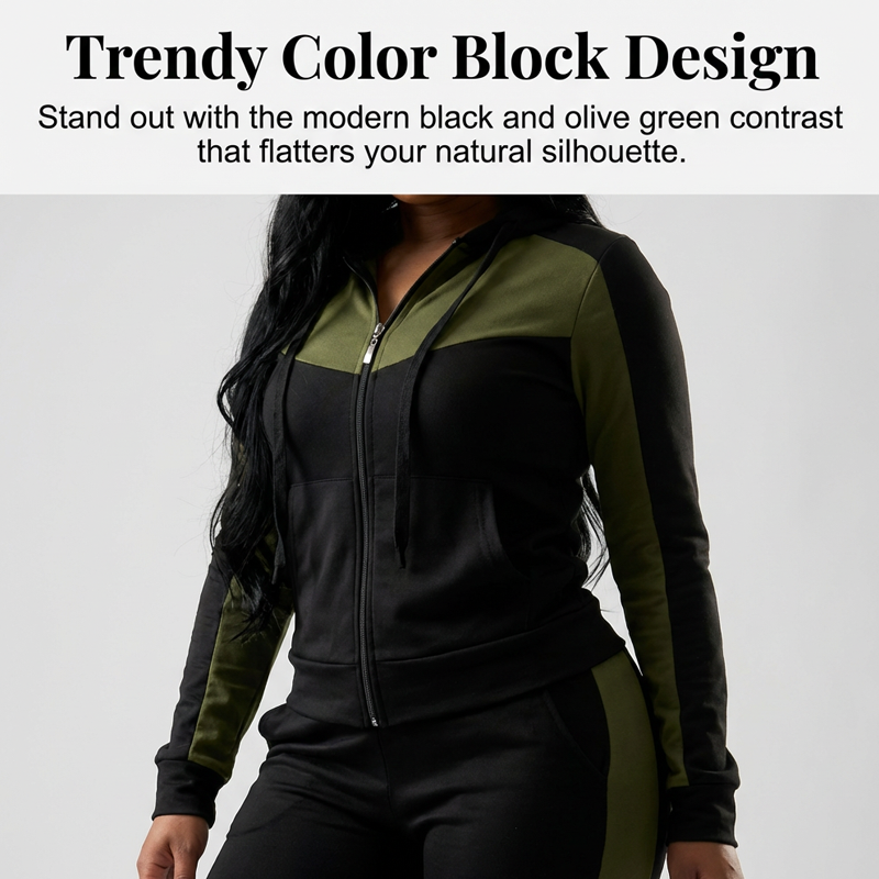 Ensemble survêtement 2 pièces color block pour femme