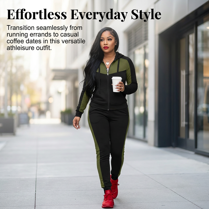 Ensemble survêtement 2 pièces color block pour femme