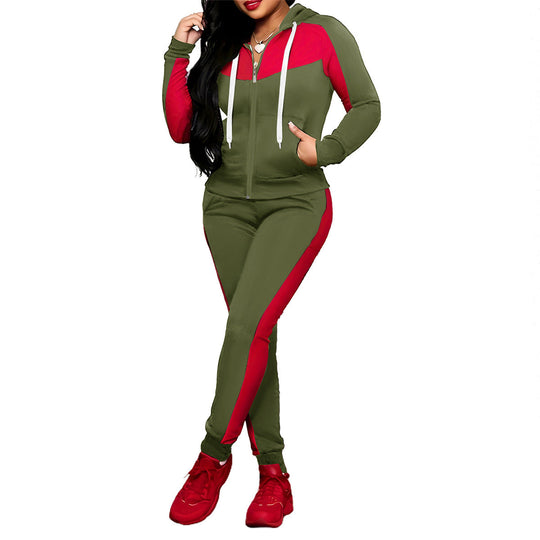 Ensemble survêtement 2 pièces color block pour femme