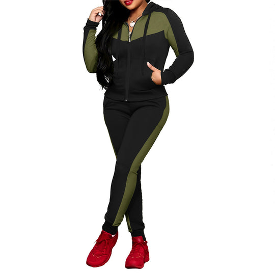 Ensemble survêtement 2 pièces color block pour femme