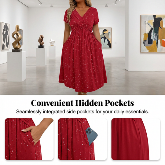 💗Women's Elegant V-Neck Twist Front Dress💗✨Let Your Charm Shine Bright