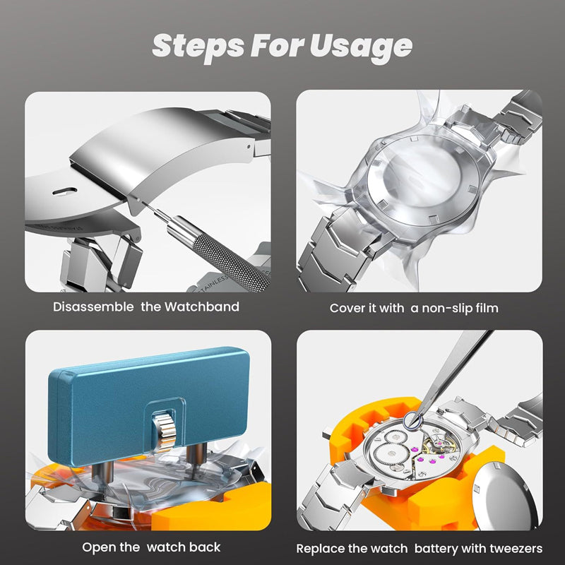 💎 50% OFF! 💎 Professional Watch Repair Tool Kit – All-in-One, Precision Stainless Steel Tools for Battery & Band Fixes