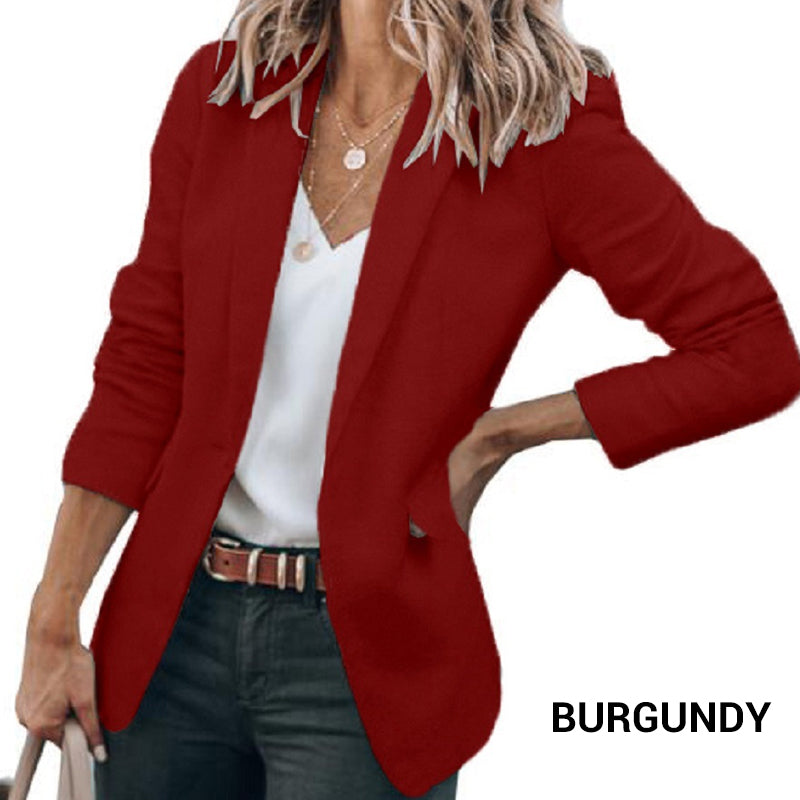 📢📢45% OFF !! ⏰ Elegant Soft Solid Color Lapel Buttons Jacket – Classic Collar, One-Button, Versatile ✨