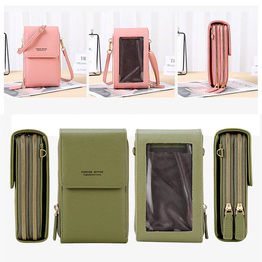 RFID Anti-Theft Phone Crossbody – Touchscreen & Multi-Compartment Design