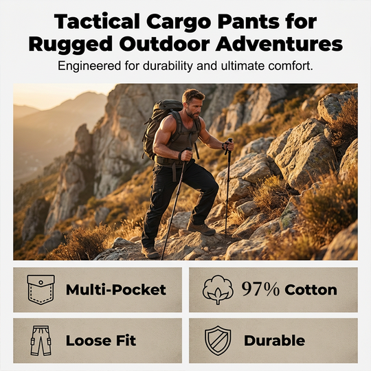 👖50% OFF!🛠️ Men's Cotton Cargo Tactical Pants – Multi-Pocket, Reinforced Construction & Adjustable Waist 🔧