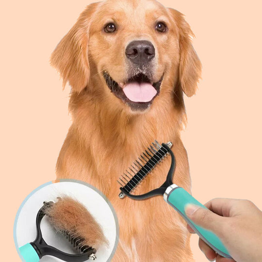 🐕  Last Day Special Price £12.99 !  🐈 Double-Sided Deshedding Pet Grooming Brush – Dual-Sided Design, Ergonomic Handle & Gentle Grooming ✨
