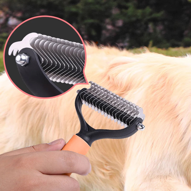 🐕  Last Day Special Price £12.99 !  🐈 Double-Sided Deshedding Pet Grooming Brush – Dual-Sided Design, Ergonomic Handle & Gentle Grooming ✨