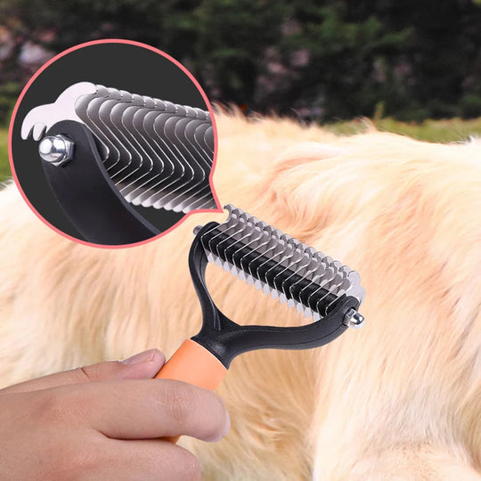 🐕  Last Day Special Price £12.99 !  🐈 Double-Sided Deshedding Pet Grooming Brush – Dual-Sided Design, Ergonomic Handle & Gentle Grooming ✨