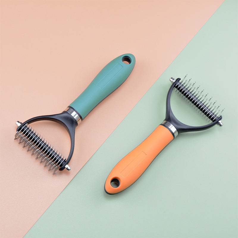 🐕  Last Day Special Price £12.99 !  🐈 Double-Sided Deshedding Pet Grooming Brush – Dual-Sided Design, Ergonomic Handle & Gentle Grooming ✨
