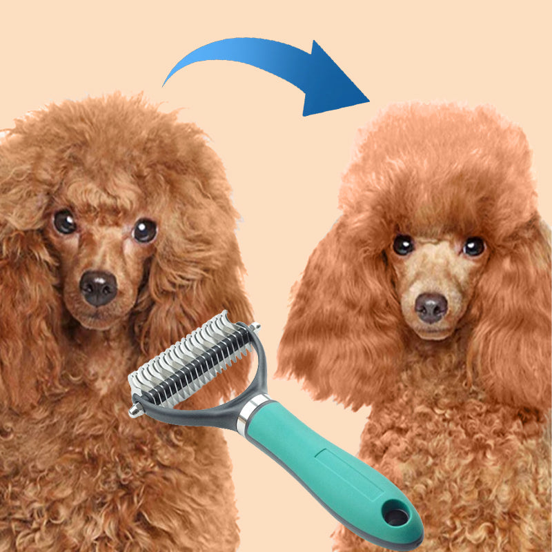 🐕  Last Day Special Price £12.99 !  🐈 Double-Sided Deshedding Pet Grooming Brush – Dual-Sided Design, Ergonomic Handle & Gentle Grooming ✨
