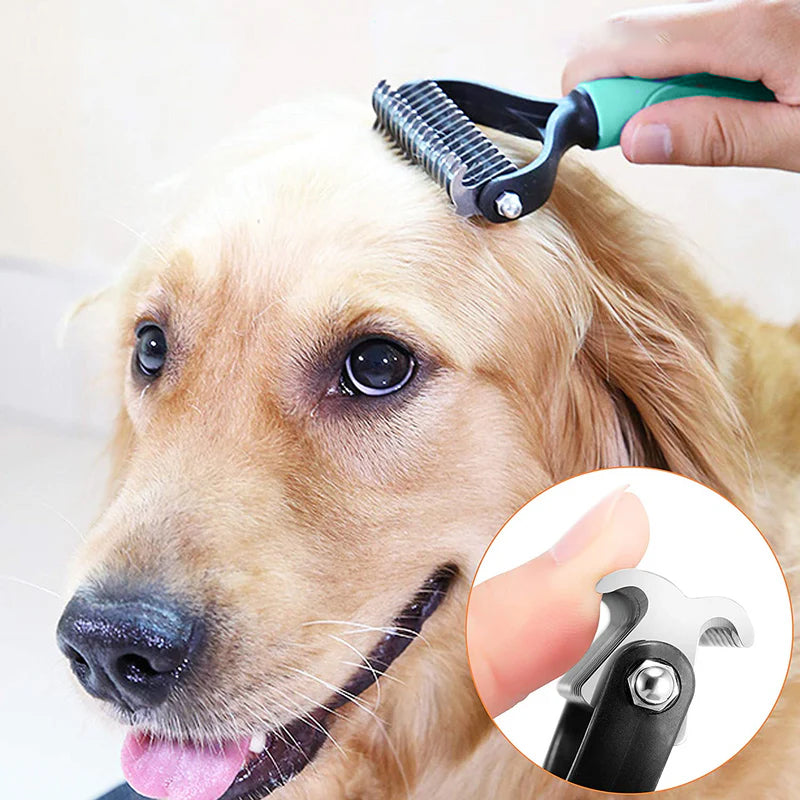🐕  Last Day Special Price £12.99 !  🐈 Double-Sided Deshedding Pet Grooming Brush – Dual-Sided Design, Ergonomic Handle & Gentle Grooming ✨