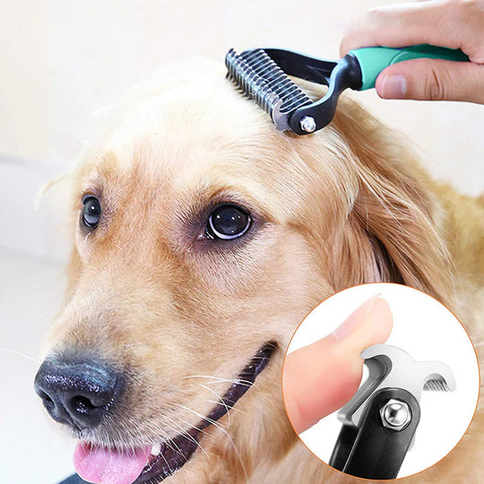 🐕  Last Day Special Price £12.99 !  🐈 Double-Sided Deshedding Pet Grooming Brush – Dual-Sided Design, Ergonomic Handle & Gentle Grooming ✨