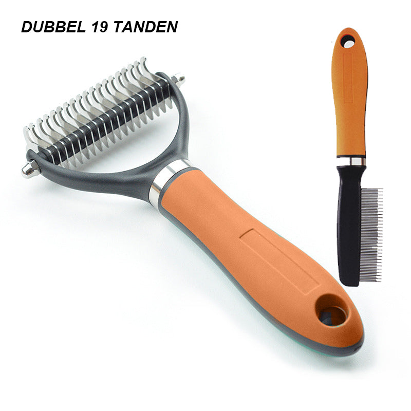 🐕  Last Day Special Price £12.99 !  🐈 Double-Sided Deshedding Pet Grooming Brush – Dual-Sided Design, Ergonomic Handle & Gentle Grooming ✨