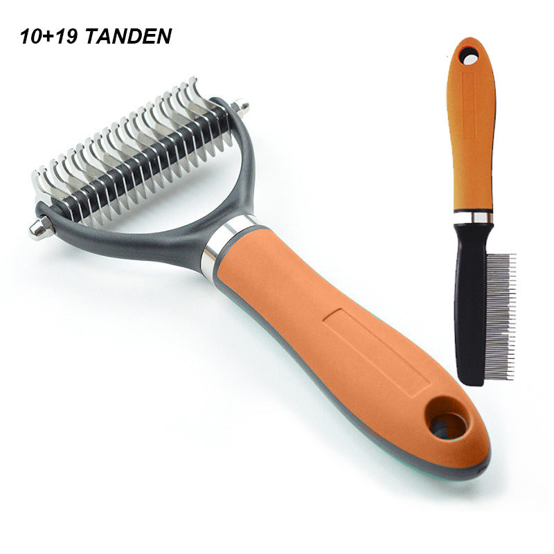 🐕  Last Day Special Price £12.99 !  🐈 Double-Sided Deshedding Pet Grooming Brush – Dual-Sided Design, Ergonomic Handle & Gentle Grooming ✨