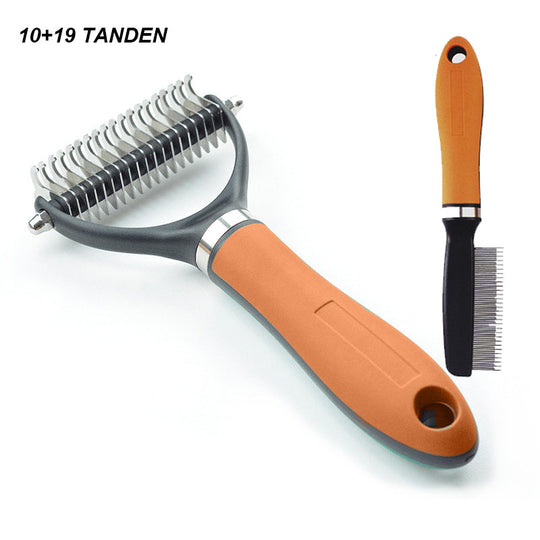 🐕  Last Day Special Price £12.99 !  🐈 Double-Sided Deshedding Pet Grooming Brush – Dual-Sided Design, Ergonomic Handle & Gentle Grooming ✨