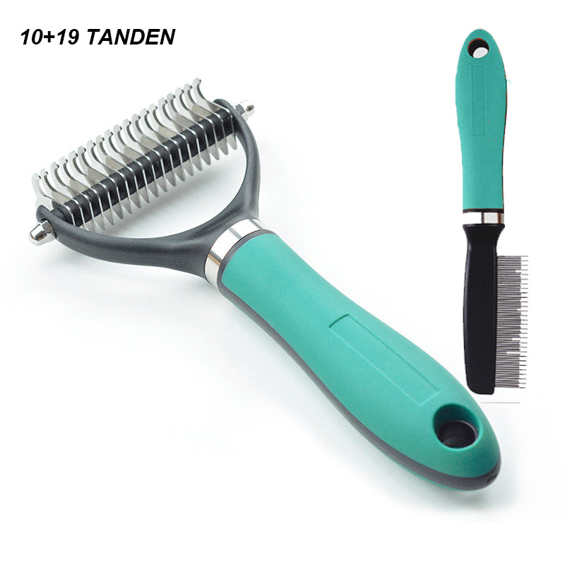 🐕  Last Day Special Price £12.99 !  🐈 Double-Sided Deshedding Pet Grooming Brush – Dual-Sided Design, Ergonomic Handle & Gentle Grooming ✨
